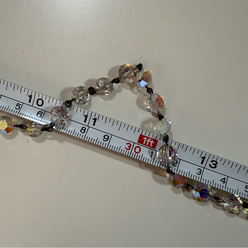 Vintage 1940’s Retro art deco aurora borealis glass crystal choker necklace 16in - Picture 8 of 13